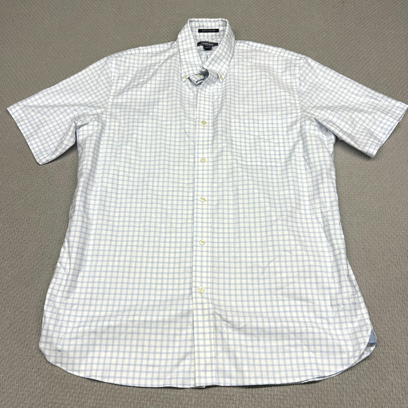 Lands End Shirt Mens 16.5 (XL) White Plaid Traditional Fit Button Up Classic - Picture 1 of 8